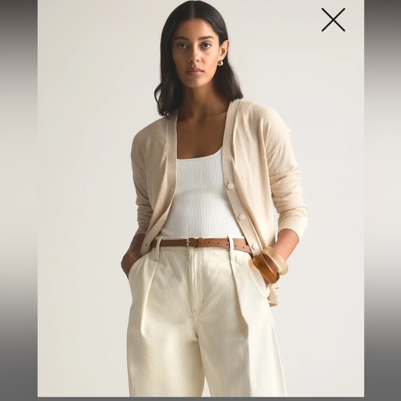 Quince NWT Lightweight Cotton Cashmere Blend Cream Button Cardigan, size M - Picture 3 of 12